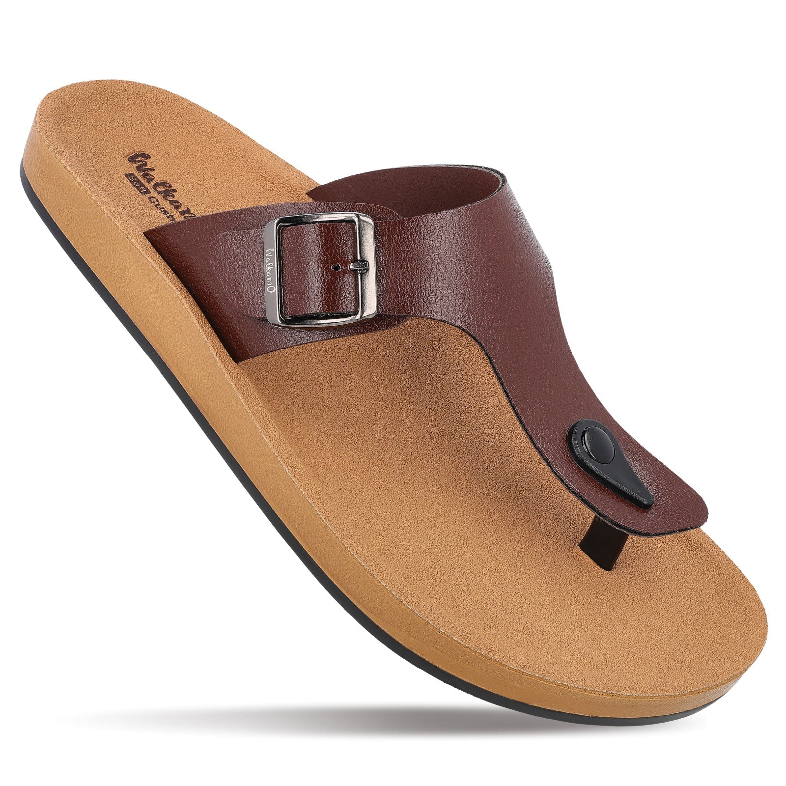 Men's Asher Slide-On Leather Toe Loop Sandals - Brown – Jerusalem Sandals