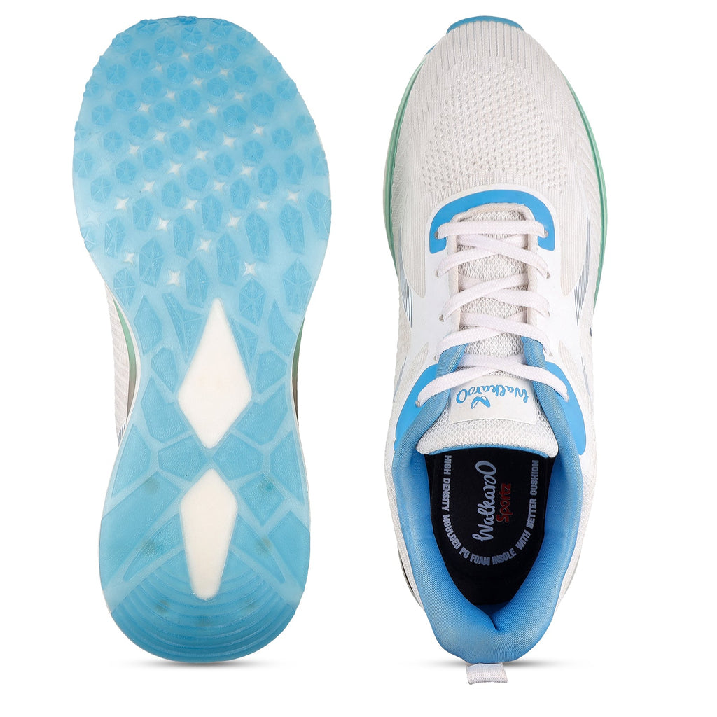 Walkaroo Men Sports Shoe - WS9122 White Turquoise - Walkaroo Footwear
