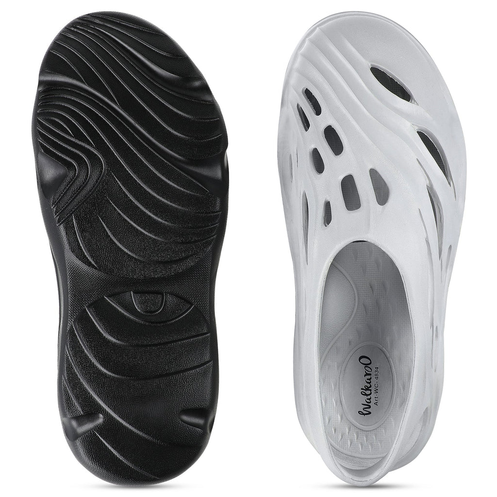 Walkaroo Mens Clogs - WC4834 Light Grey - Walkaroo Footwear