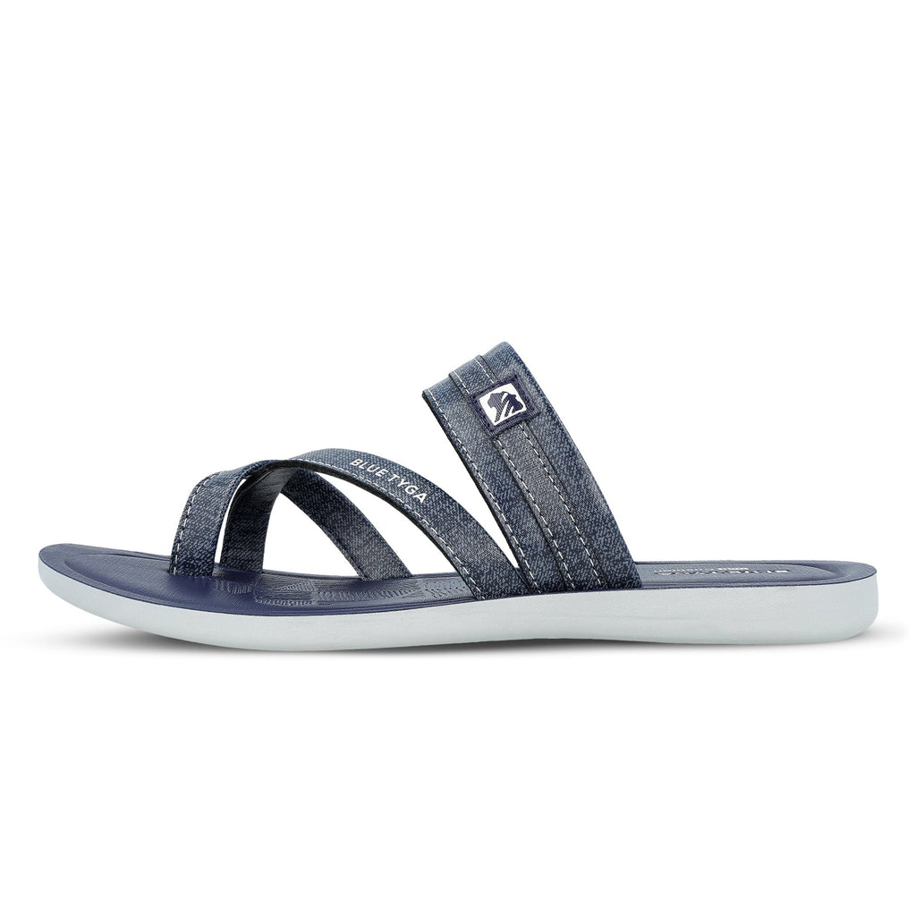 Blue Tyga Men Cross Strap Slide Sandals - BT1302 Blue - Walkaroo Footwear