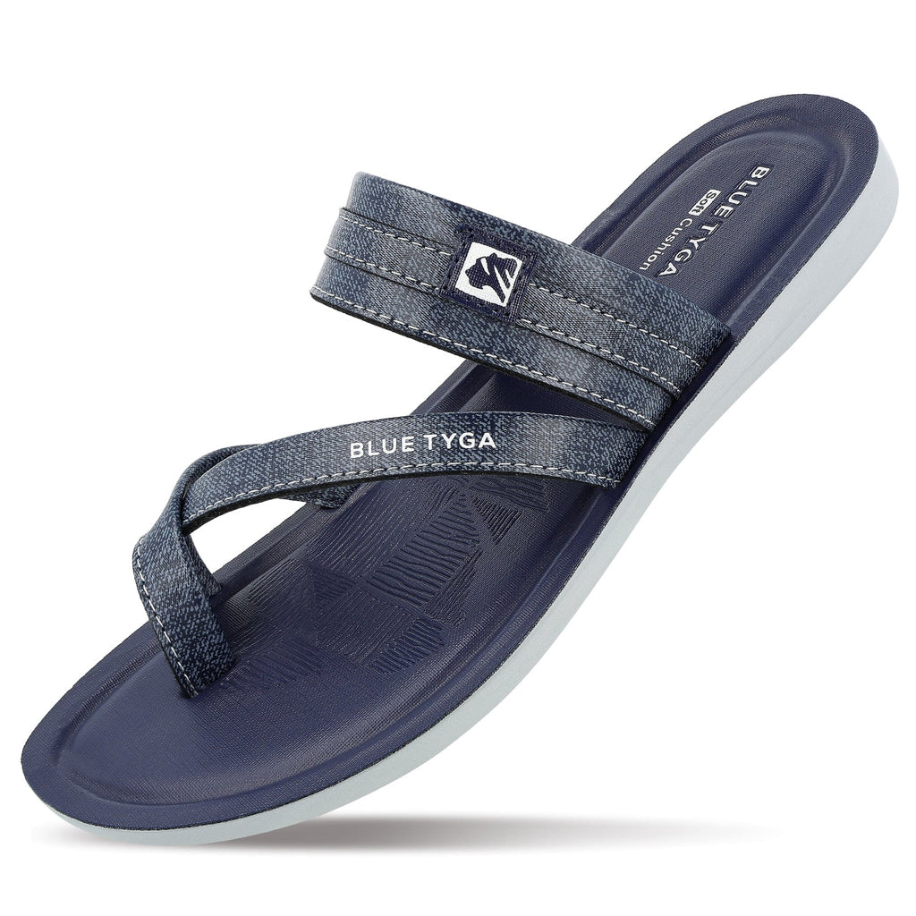 Blue Tyga Men Cross Strap Slide Sandals - BT1302 Blue - Walkaroo Footwear