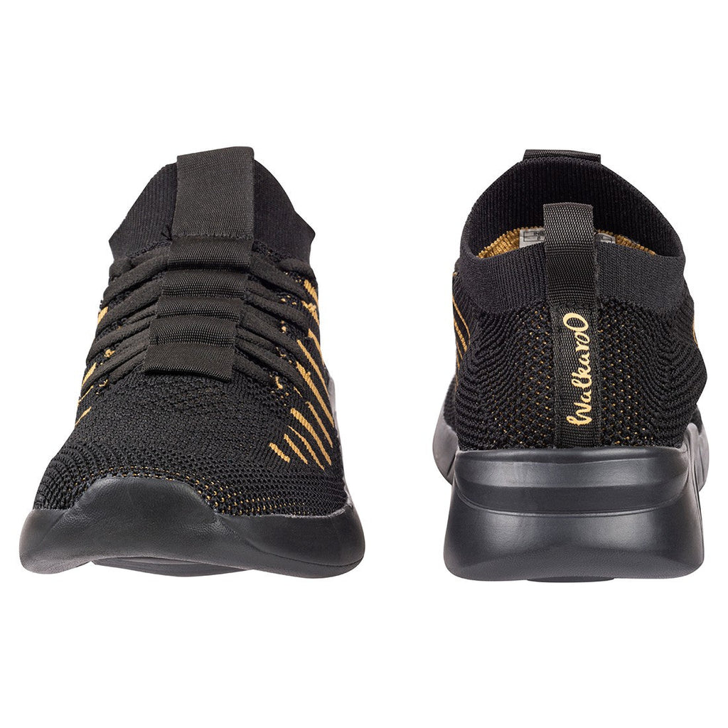 Walkaroo Men Lace-up Sock Shoes - WS9507 Black Gold - Walkaroo Footwear